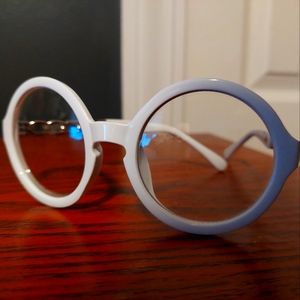 Funky Retro White Circle Frame Clear Lens Glasses